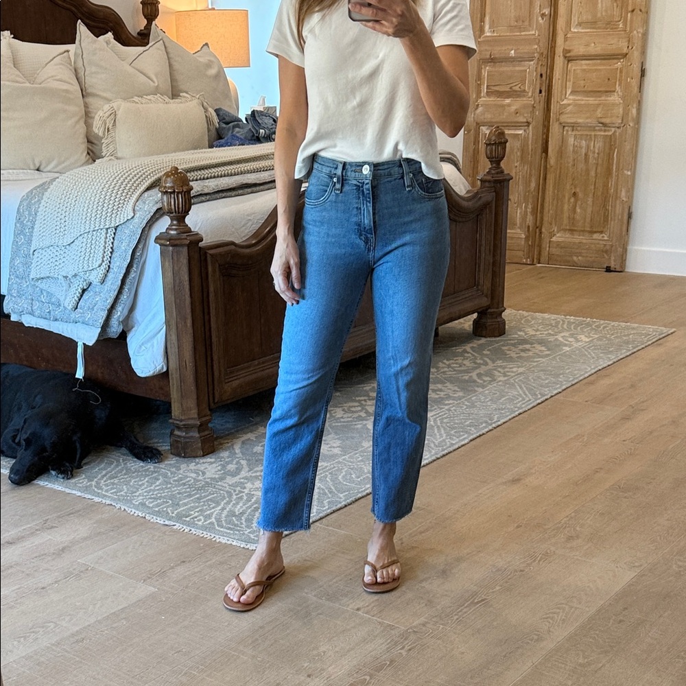 Hudson Jeans Blue Cropped Ankle Straight Jeans